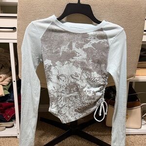 Light Blue Graphic Long Sleeve Top urban outfitters